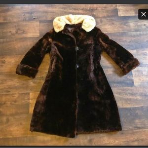 Vintage dyed lamb skin mink fur collar winter jacet/coat